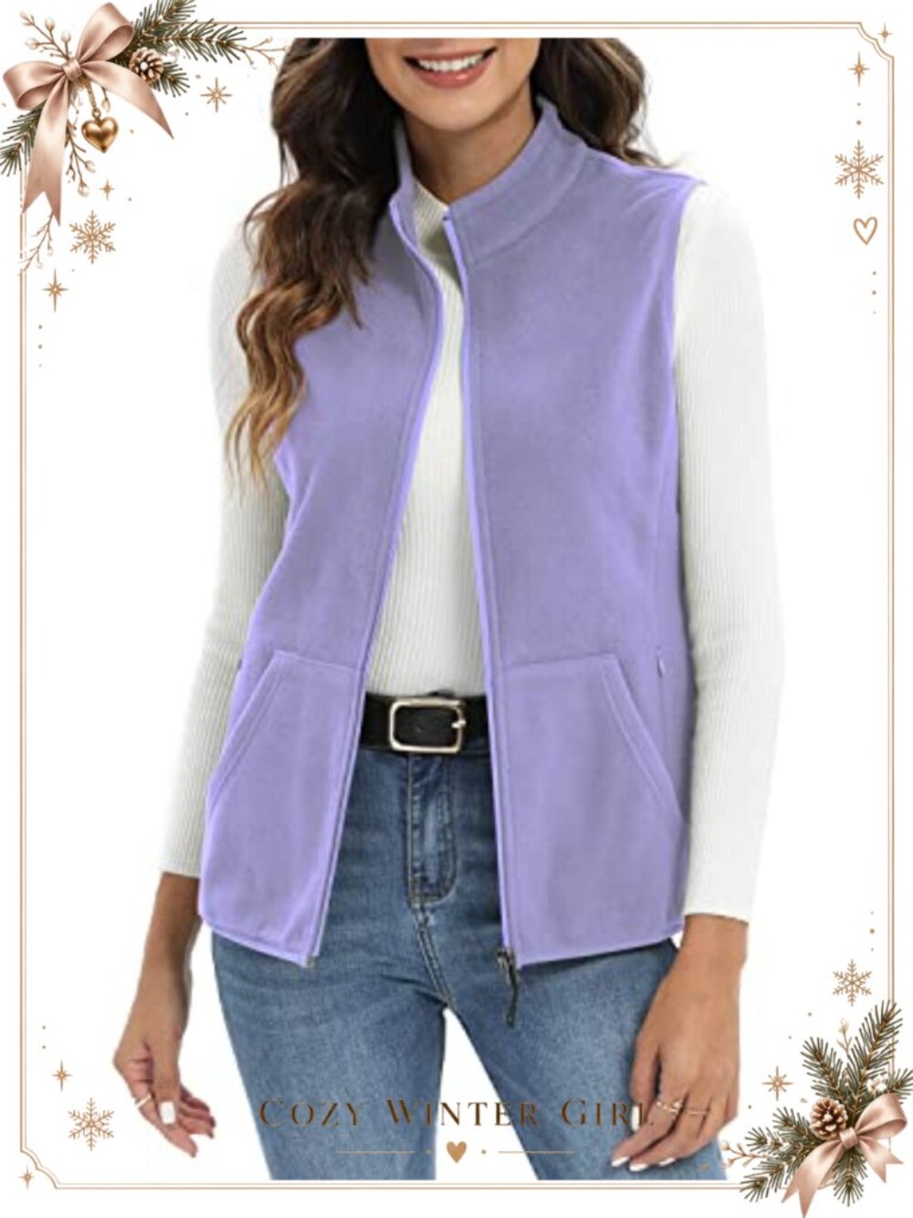 Women's Fleece Vest with 6 Pockets Sleeveless Outdoor